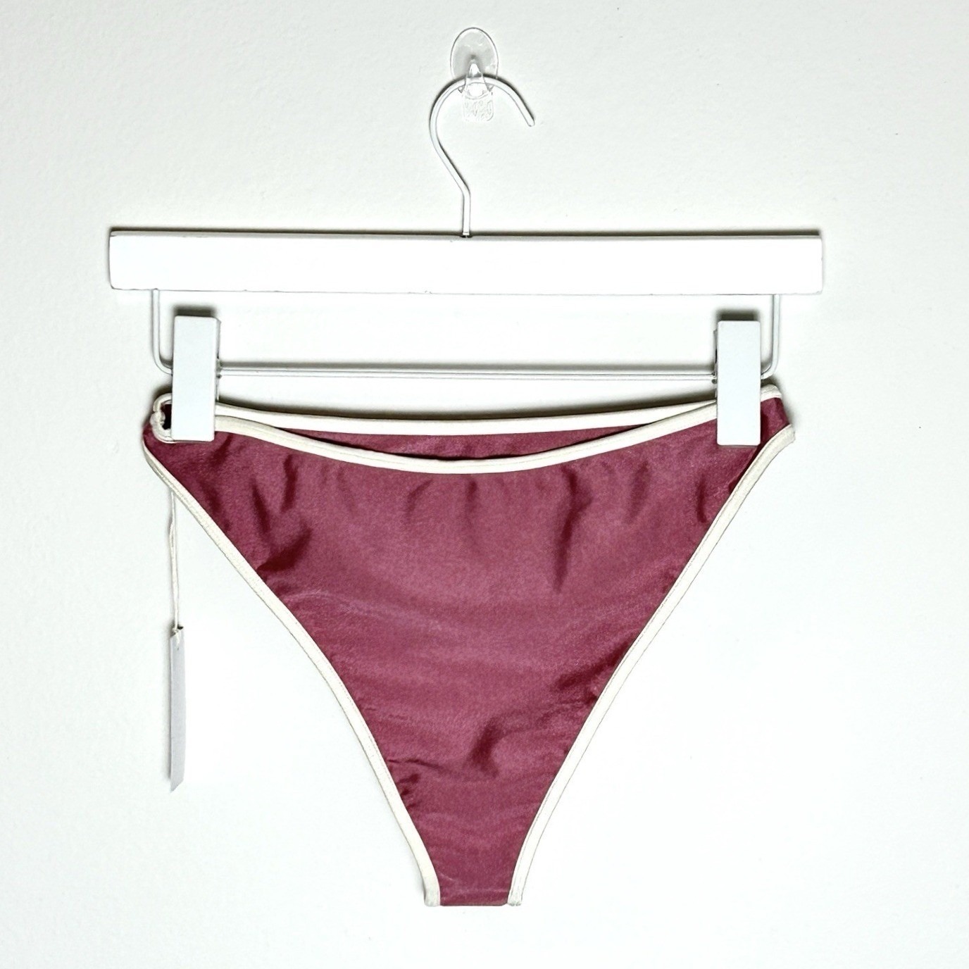 Juillet Pink Shimmer High Cut 90s Fit Bikini Bottom Contrast Trim Small Nwt — image 2 of 5